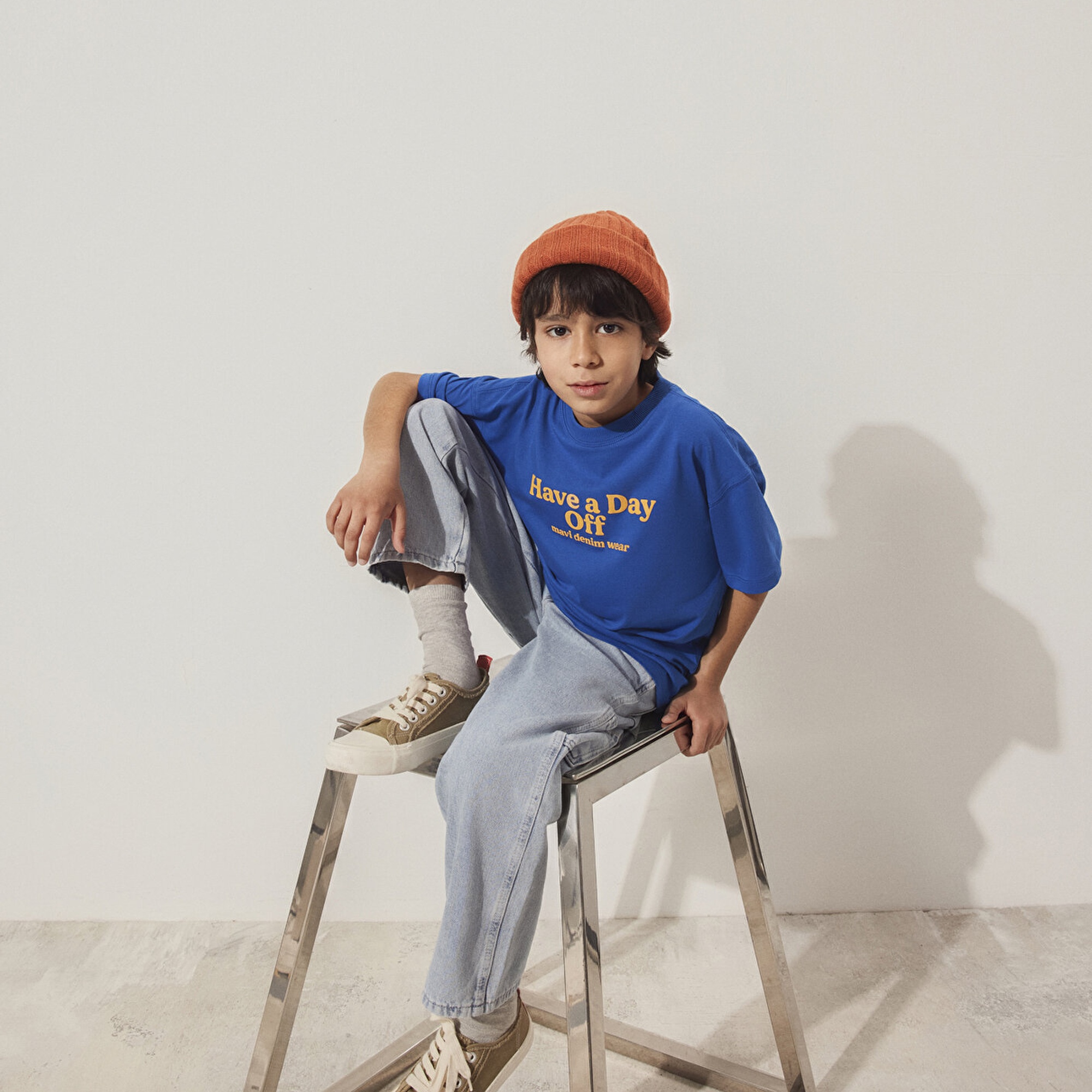 Mavi Baskılı Mavi Tişört Oversize / Geniş Kesim 6610277-82491