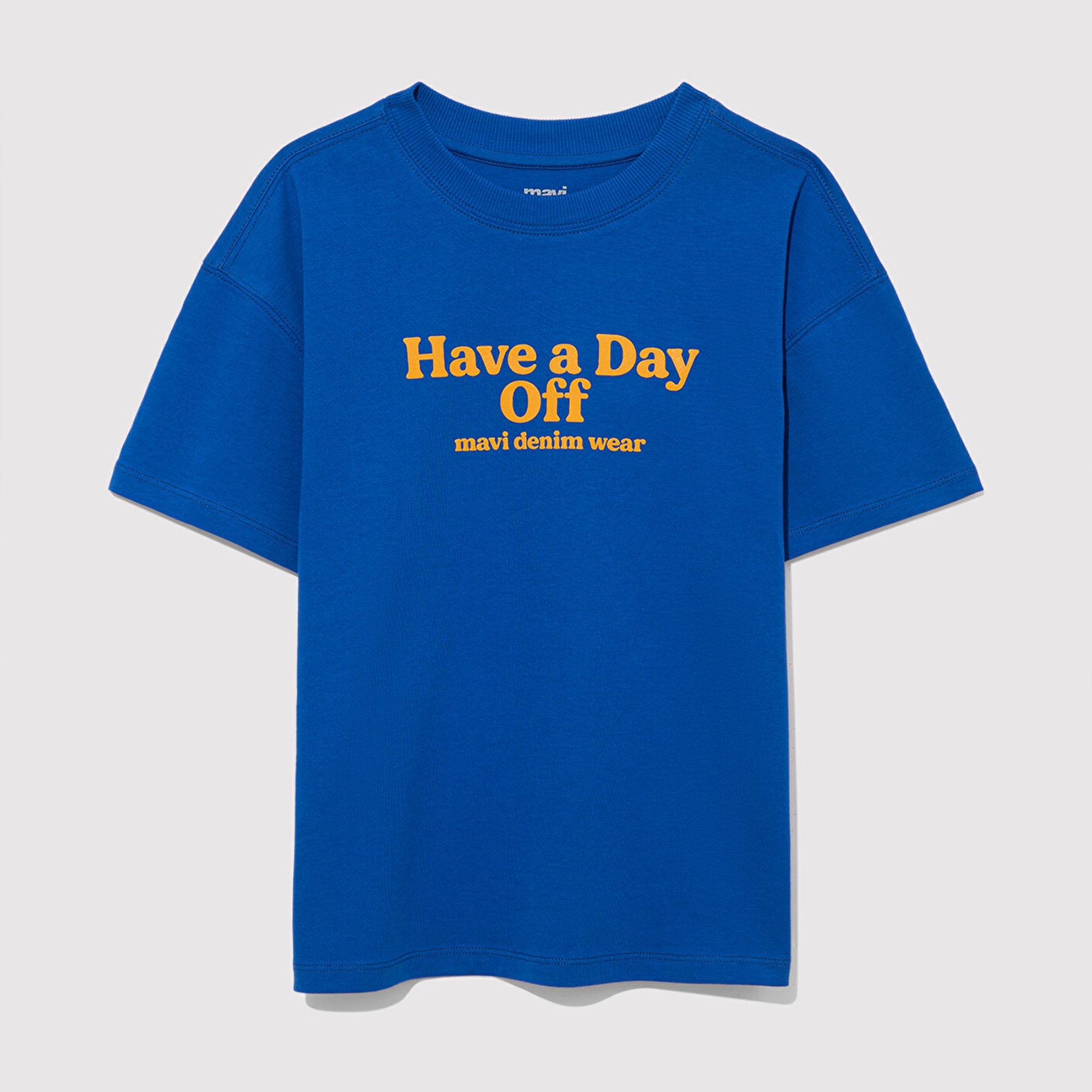 Mavi Baskılı Mavi Tişört Oversize / Geniş Kesim 6610277-82491