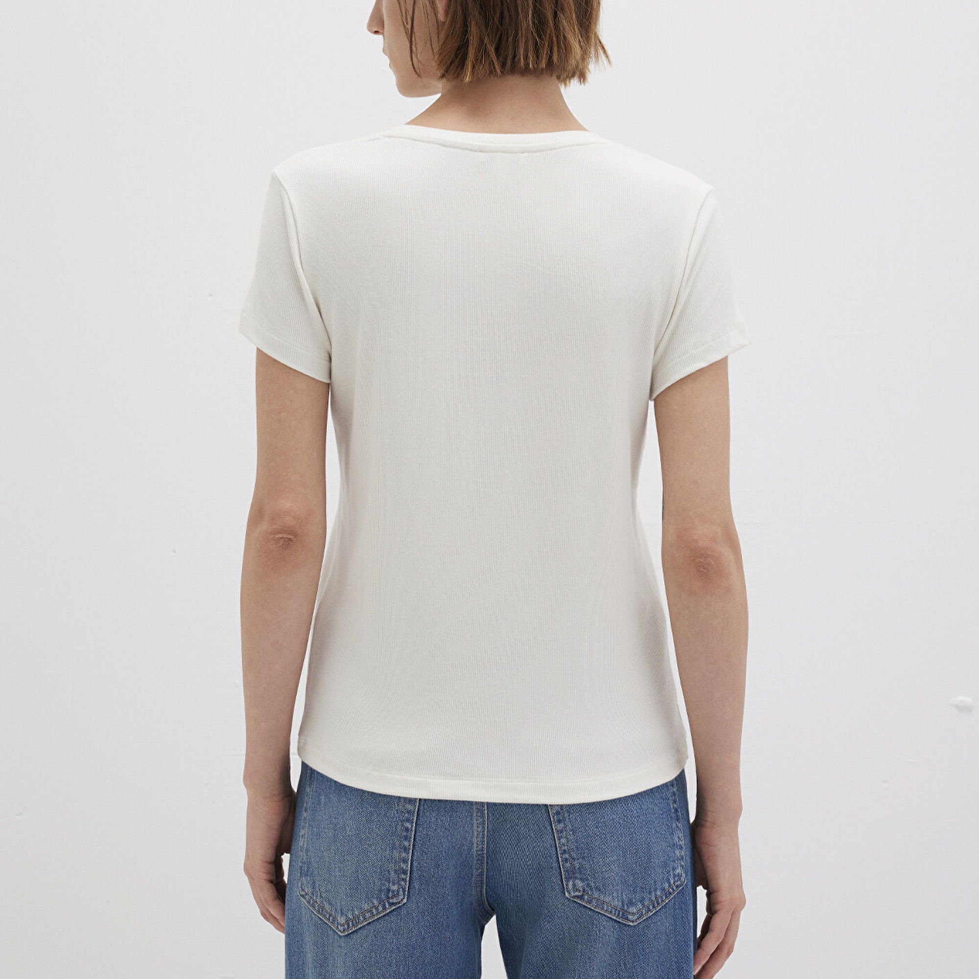 Mavi Beyaz Basic Tişört Slim Fit / Dar Kesim 1612904-80194