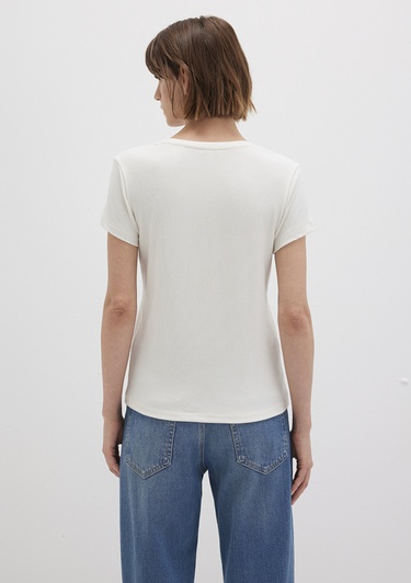  Mavi Beyaz Basic Tişört Slim Fit / Dar Kesim 1612904-80194