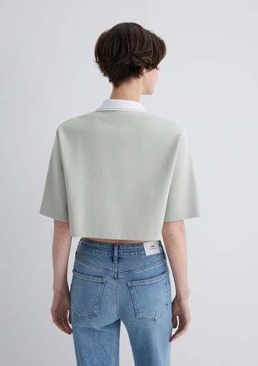  Mavi Gri Crop Polo Tişört Crop / Kısa Kesim 1613000-70083