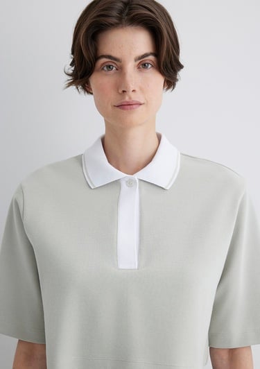  Mavi Gri Crop Polo Tişört Crop / Kısa Kesim 1613000-70083