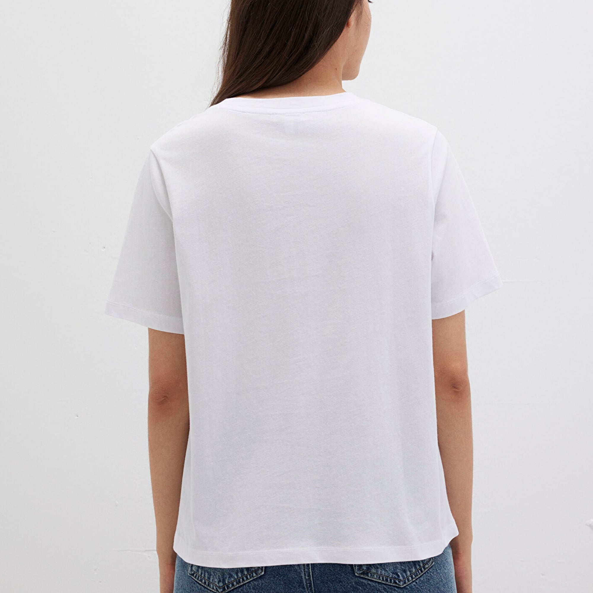 Mavi Kedi Baskılı Beyaz Tişört Regular Fit / Normal Kesim 1612298-620