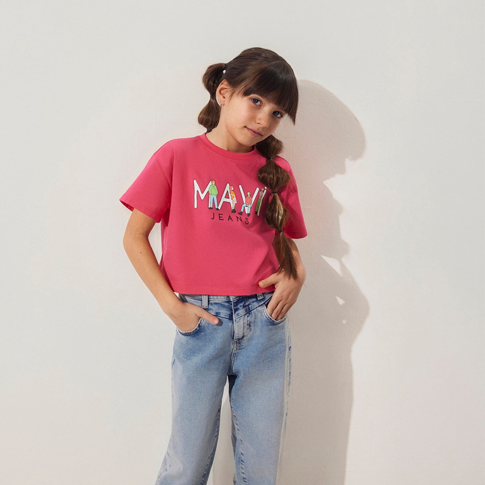 Mavi Mavi Jeans Baskılı Pembe Tişört Loose Fit / Bol Rahat Kesim 7610286-71111