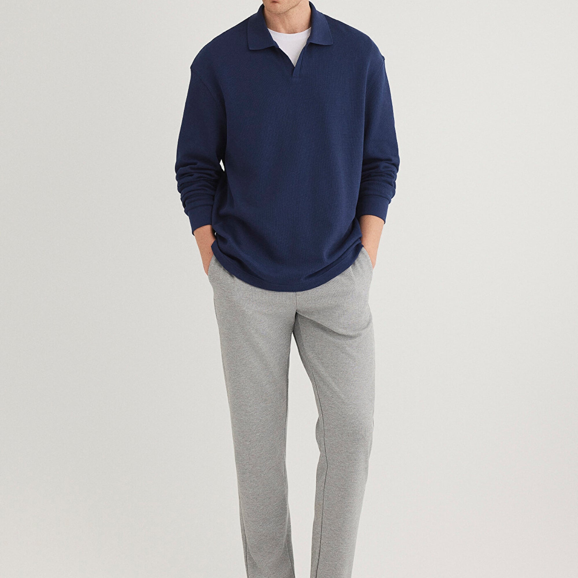 Mavi Gri Örme Pantolon 0010460-80018