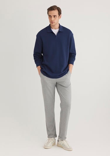  Mavi Gri Örme Pantolon 0010460-80018