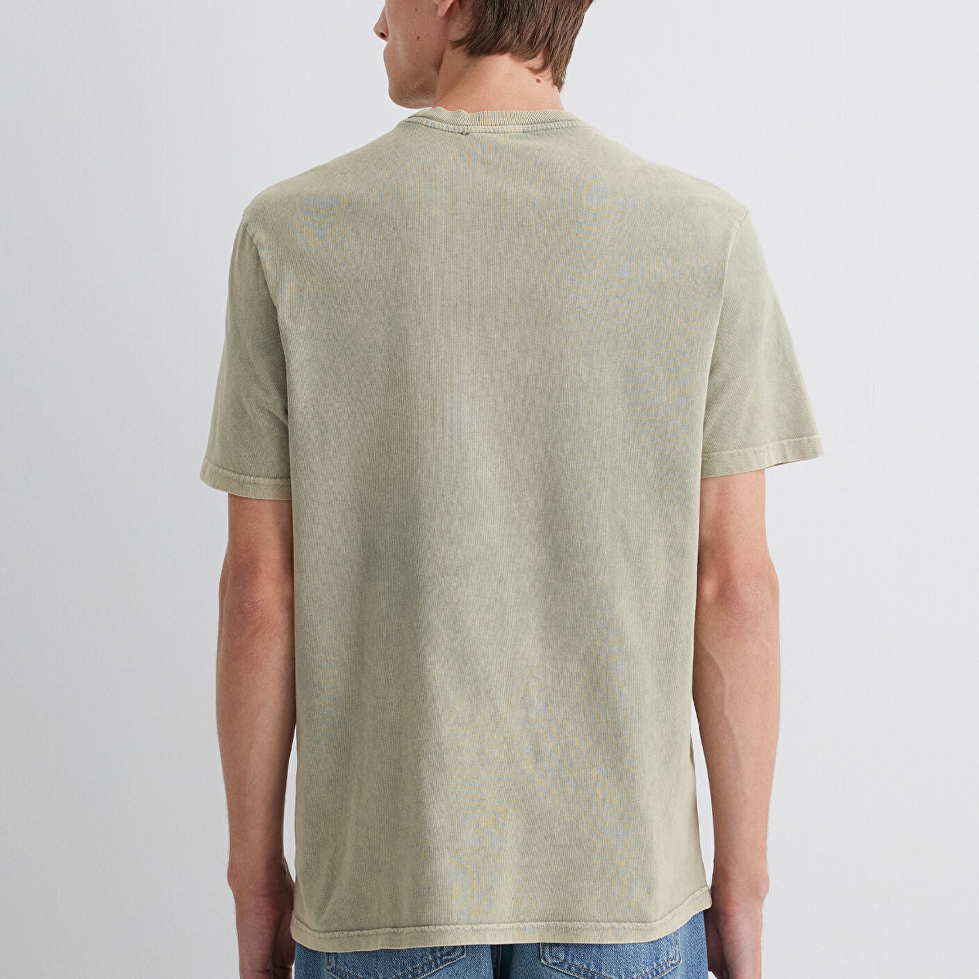 Mavi Dikiş Detaylı Yeşil Tişört Loose Fit / Bol Rahat Kesim 0612490-70100