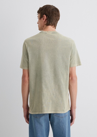  Mavi Dikiş Detaylı Yeşil Tişört Loose Fit / Bol Rahat Kesim 0612490-70100