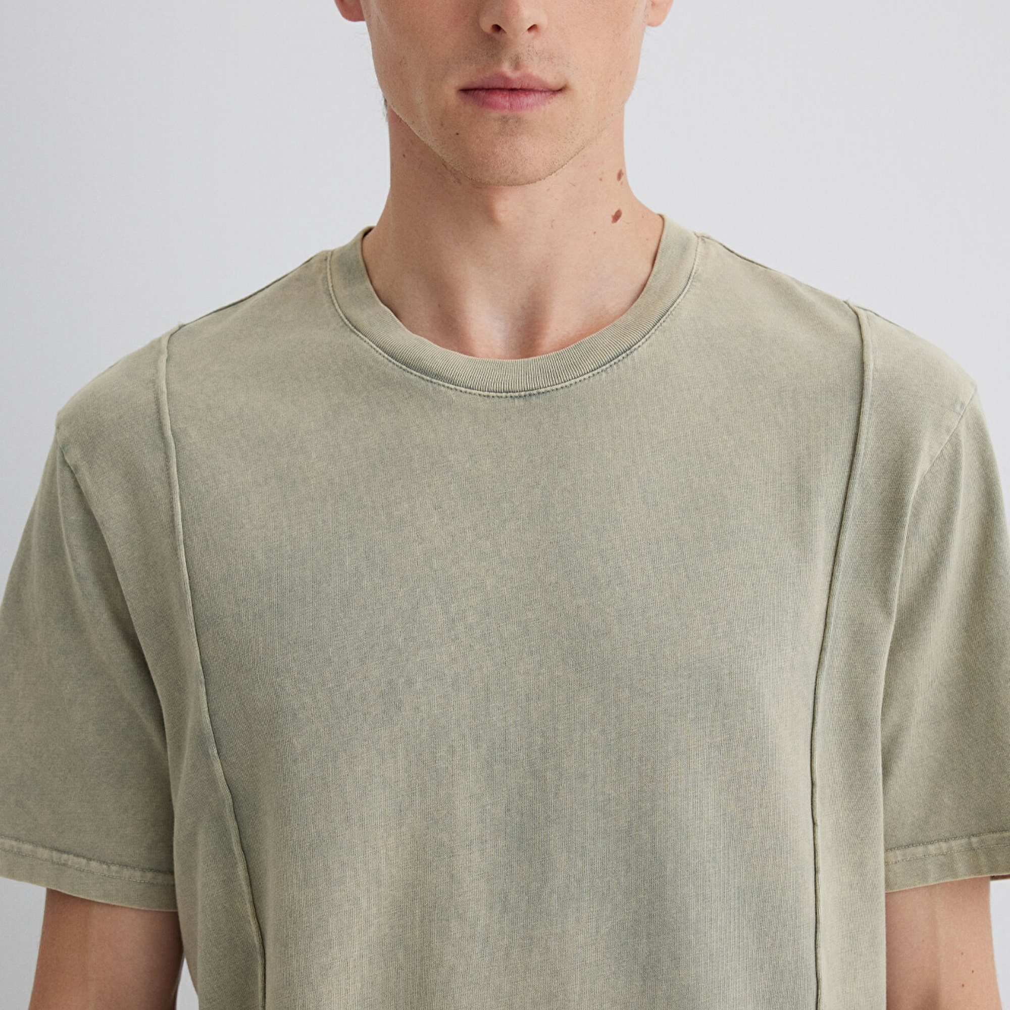 Mavi Dikiş Detaylı Yeşil Tişört Loose Fit / Bol Rahat Kesim 0612490-70100