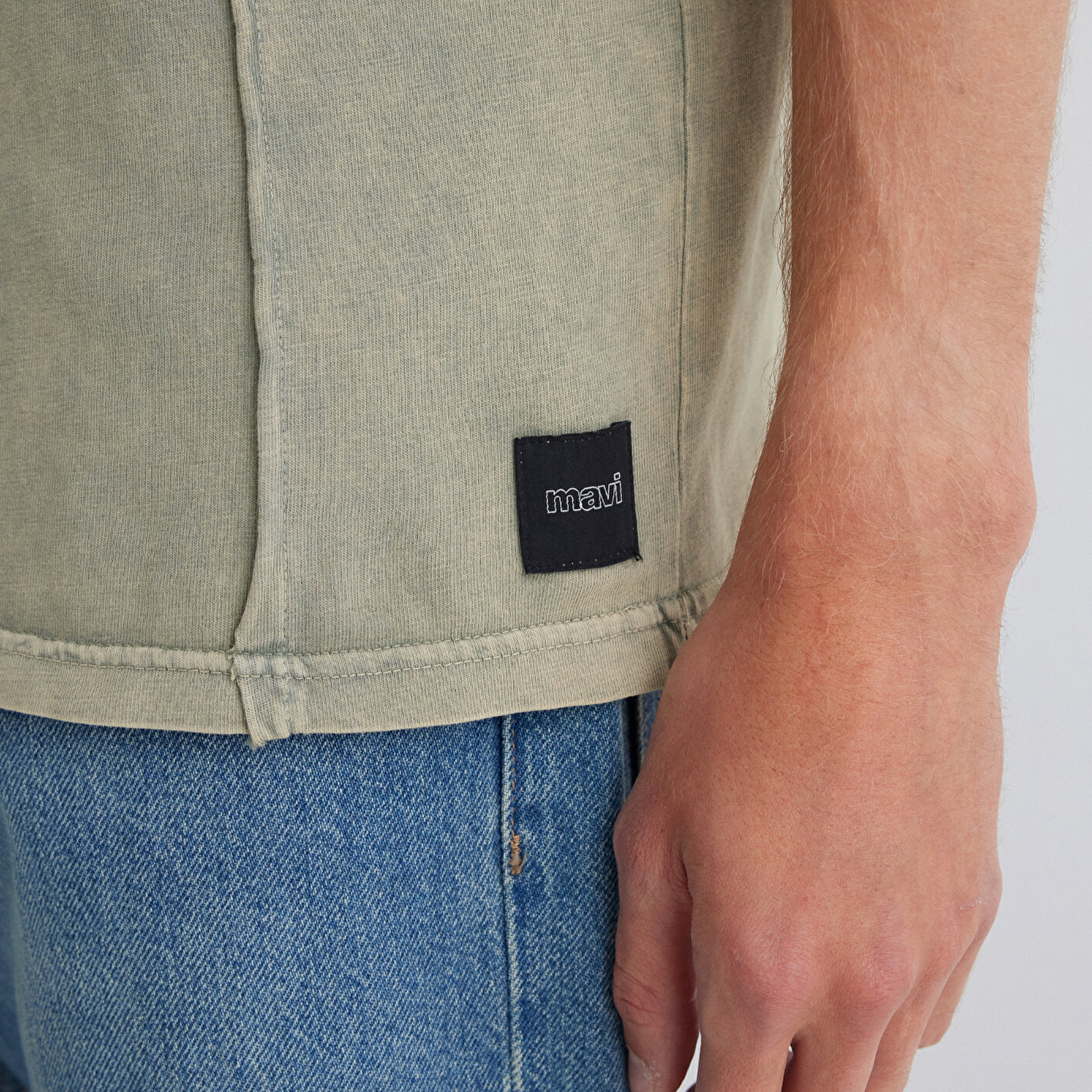 Mavi Dikiş Detaylı Yeşil Tişört Loose Fit / Bol Rahat Kesim 0612490-70100