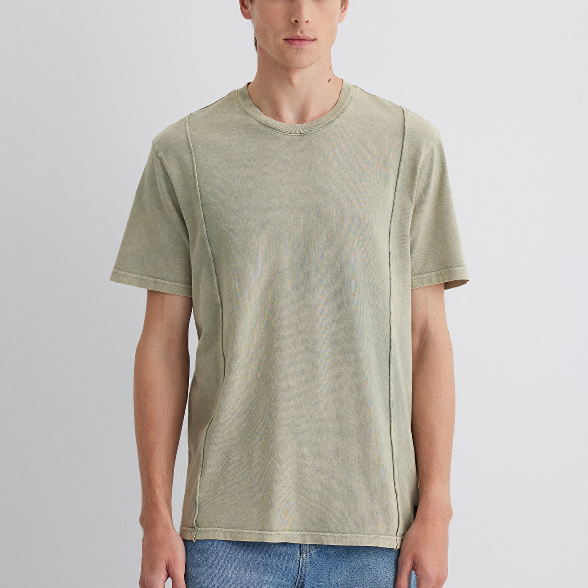 Mavi Dikiş Detaylı Yeşil Tişört Loose Fit / Bol Rahat Kesim 0612490-70100