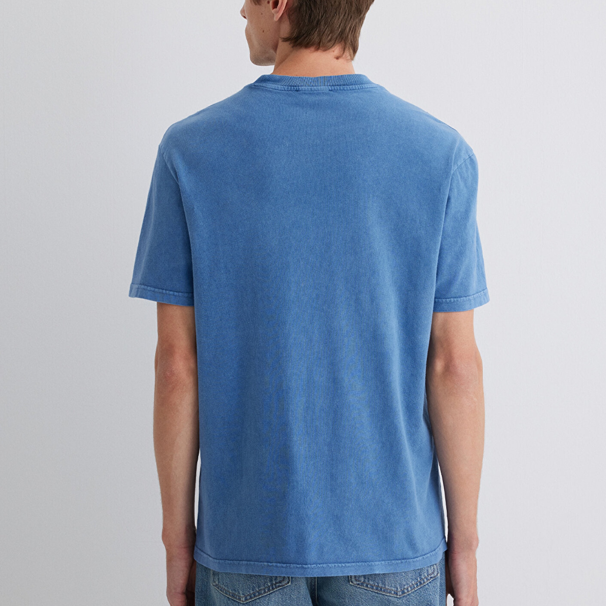 Mavi Dikiş Detaylı Mavi Tişört Loose Fit / Bol Rahat Kesim 0612490-70719