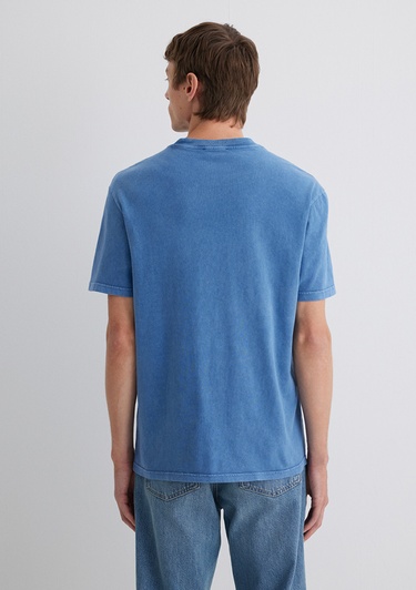  Mavi Dikiş Detaylı Mavi Tişört Loose Fit / Bol Rahat Kesim 0612490-70719