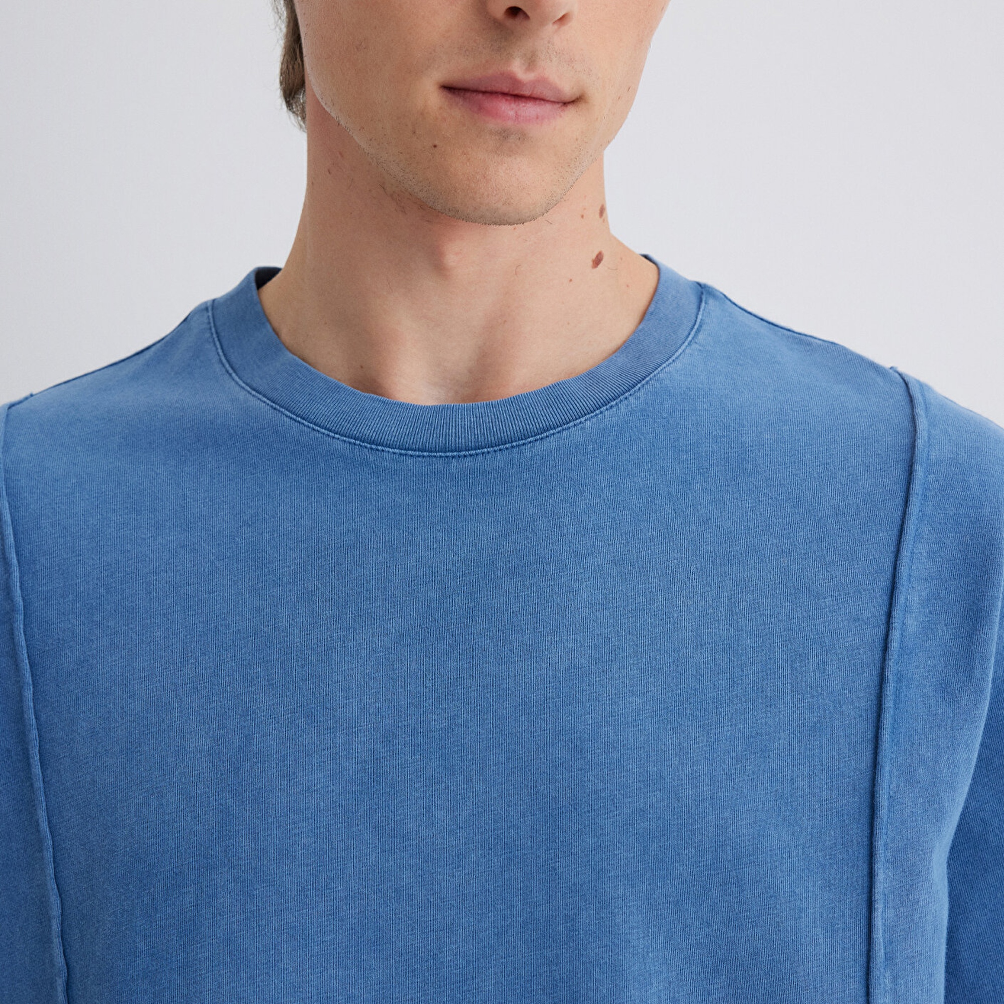 Mavi Dikiş Detaylı Mavi Tişört Loose Fit / Bol Rahat Kesim 0612490-70719