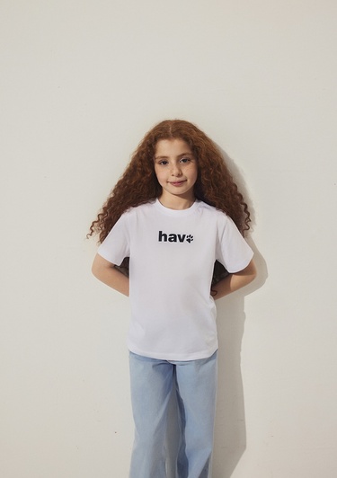  Mavi Hav Baskılı Beyaz Çocuk Tişört Regular Fit / Normal Kesim 6610350-620