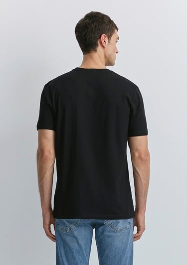  Mavi Hav Baskılı Siyah Tişört Regular Fit / Normal Kesim 0612759-900