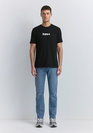  Mavi Hav Baskılı Siyah Tişört Regular Fit / Normal Kesim 0612759-900