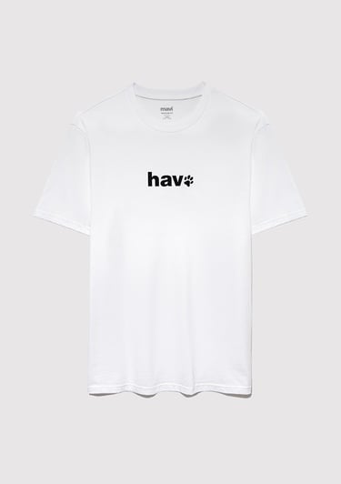  Mavi Hav Baskılı Beyaz Tişört Regular Fit / Normal Kesim 0612759-620