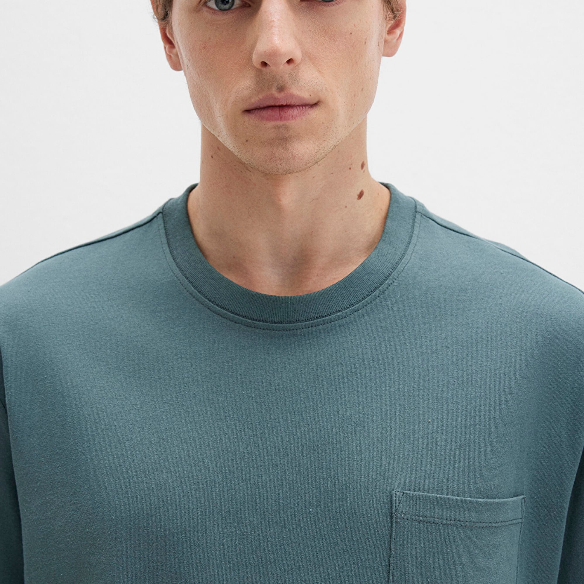 Mavi Cep Detaylı Yeşil Basic Tişört Loose Fit / Bol Rahat Kesim 066248-71577