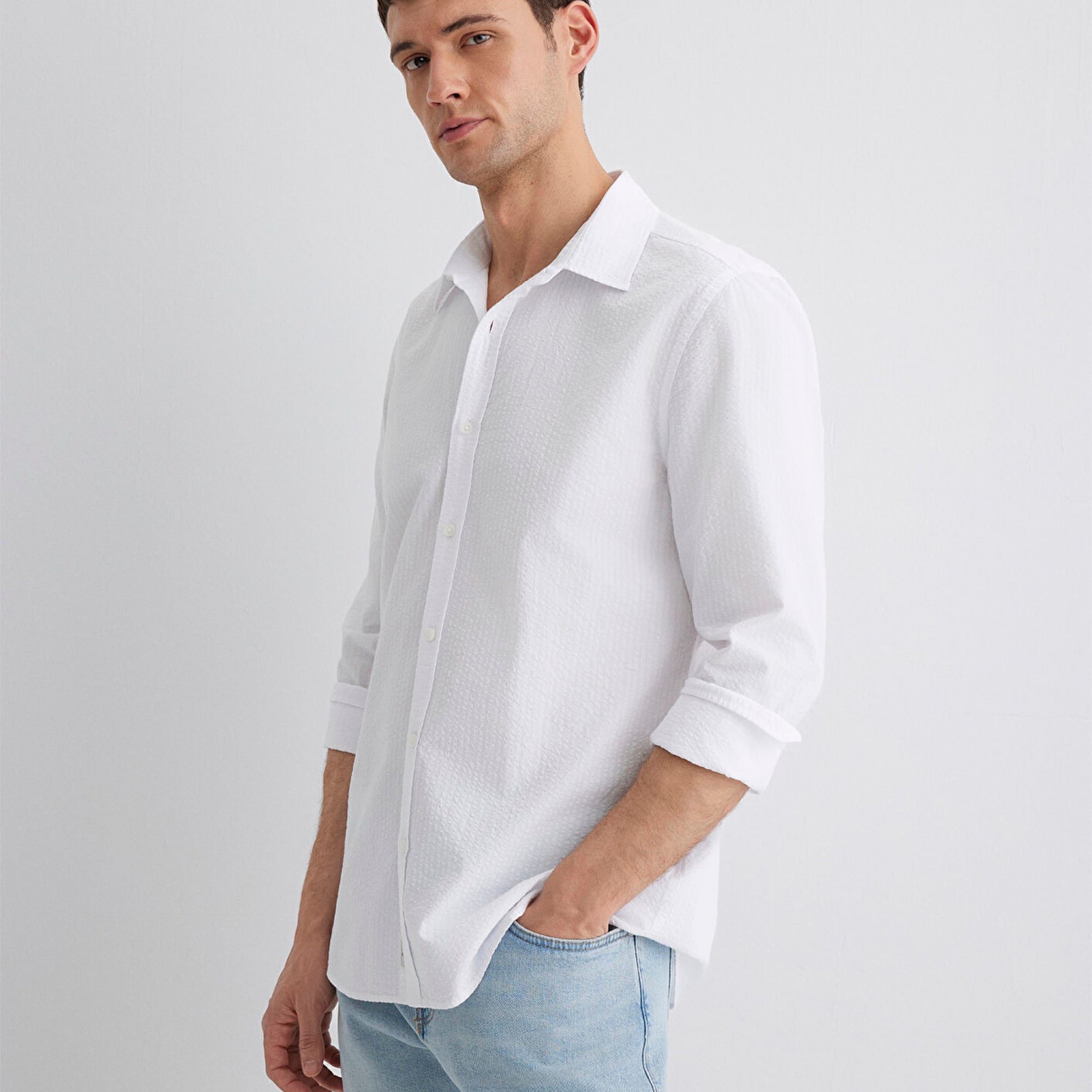 Mavi Beyaz Gömlek Regular Fit / Normal Kesim 0211547-620