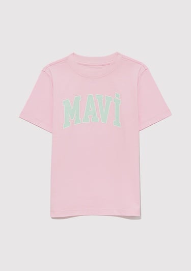  Mavi Mavi Logo Baskılı Pembe Tişört Regular Fit / Normal Kesim 7610109-86953