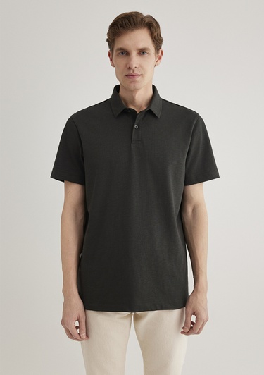  Mavi Siyah Polo Tişört Regular Fit / Normal Kesim 0612556-70092