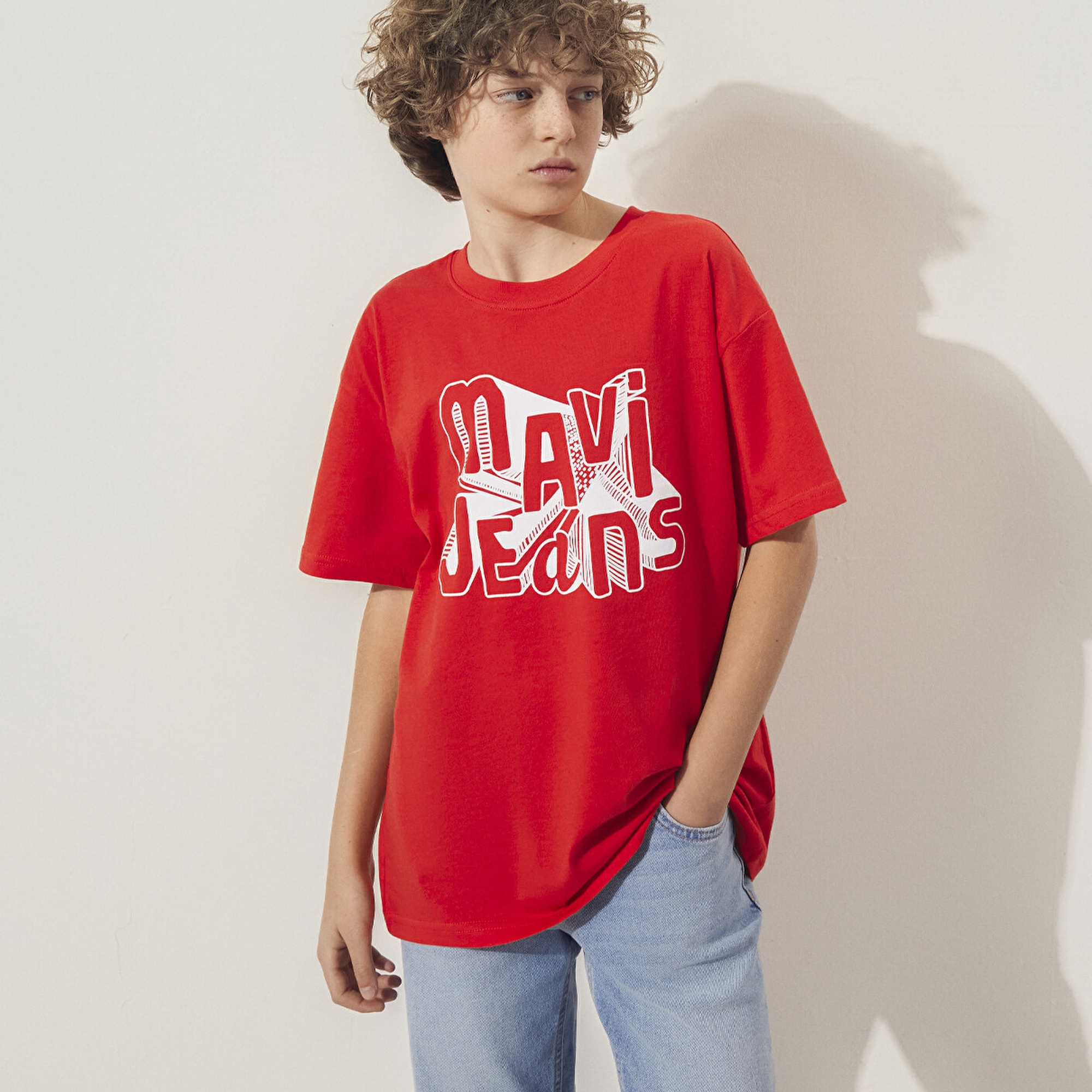 Mavi Mavi Jeans Baskılı Kırmızı Tişört Loose Fit / Bol Rahat Kesim 6610281-88523