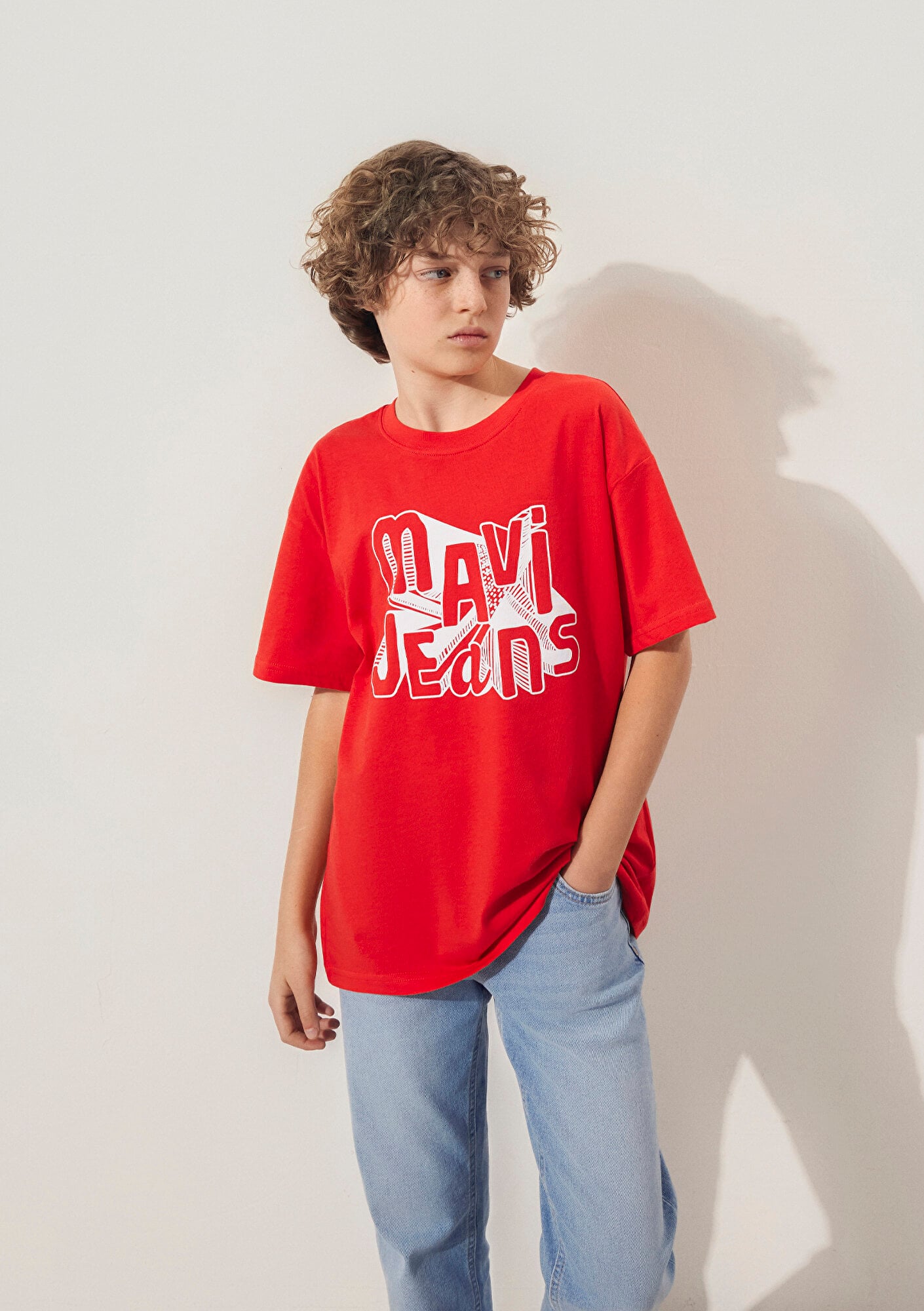  Mavi Mavi Jeans Baskılı Kırmızı Tişört Loose Fit / Bol Rahat Kesim 6610281-88523
