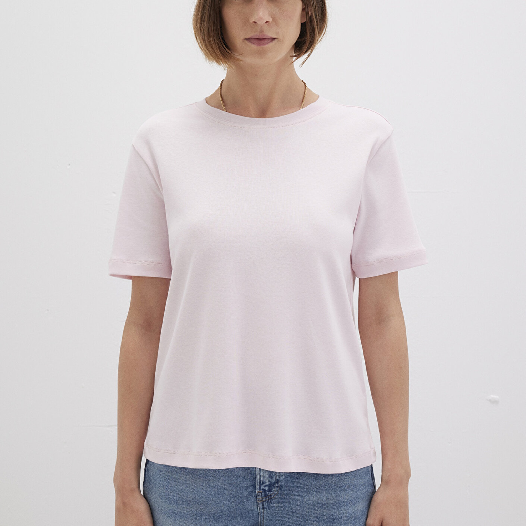 Mavi Pembe Basic Tişört Semi Slim Fit / Yarı Dar Kesim 1612916-89200