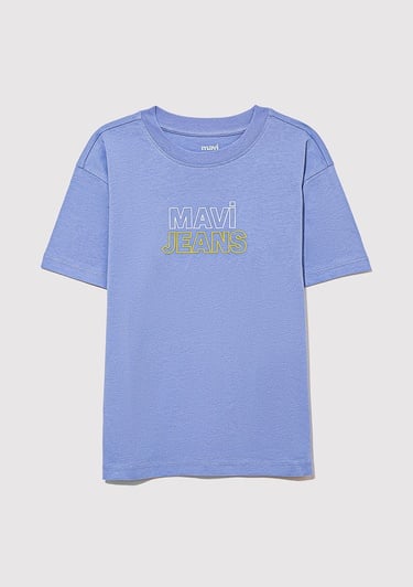  Mavi Mavi Jeans Baskılı Mavi Tişört Loose Fit / Bol Rahat Kesim 6610287-80591