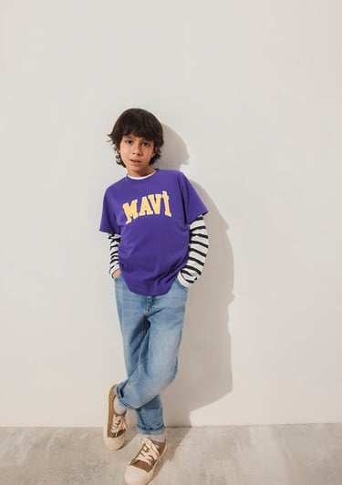  Mavi Mavi Logo Baskılı Mor Tişört Regular Fit / Normal Kesim 6610030-70692