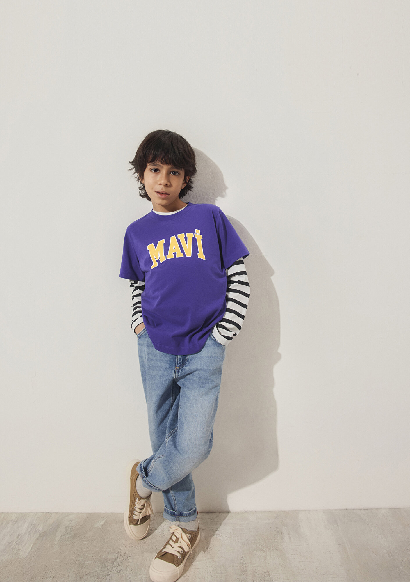  Mavi Mavi Logo Baskılı Mor Tişört Regular Fit / Normal Kesim 6610030-70692