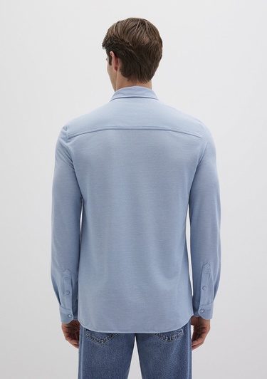  Mavi Mavi Örme Gömlek Fitted / Vücuda Oturan Kesim 0210294-70730