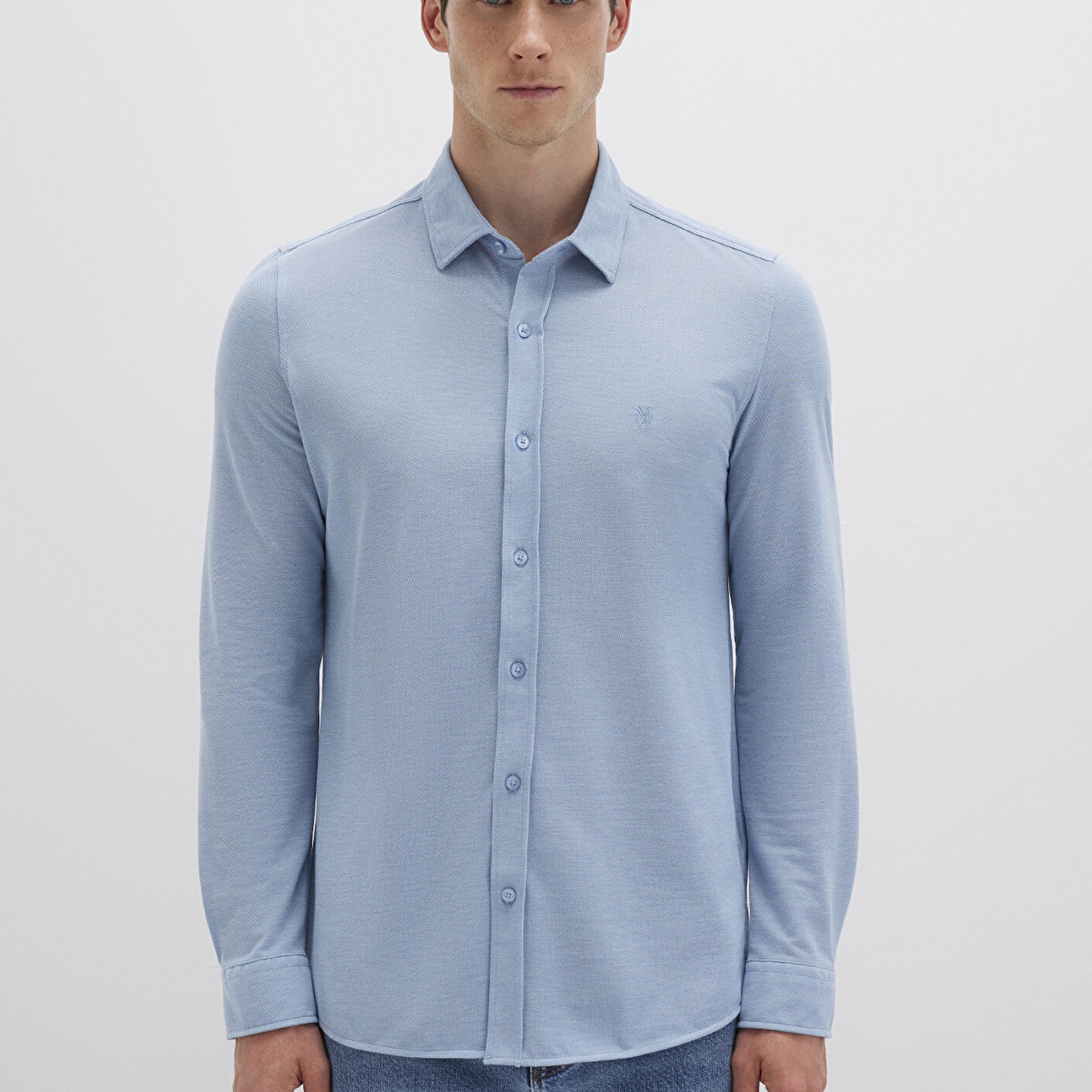 Mavi Mavi Örme Gömlek Fitted / Vücuda Oturan Kesim 0210294-70730