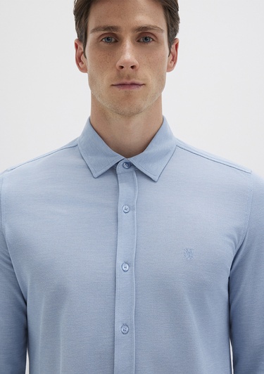  Mavi Mavi Örme Gömlek Fitted / Vücuda Oturan Kesim 0210294-70730