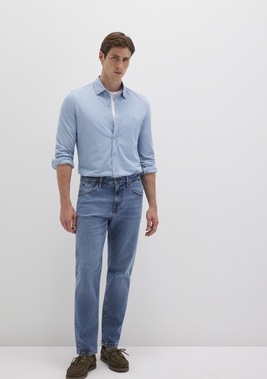  Mavi Mavi Örme Gömlek Fitted / Vücuda Oturan Kesim 0210294-70730