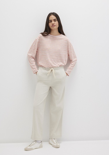  Mavi Beli Bağcıklı Bej Pantolon 1010945-35043