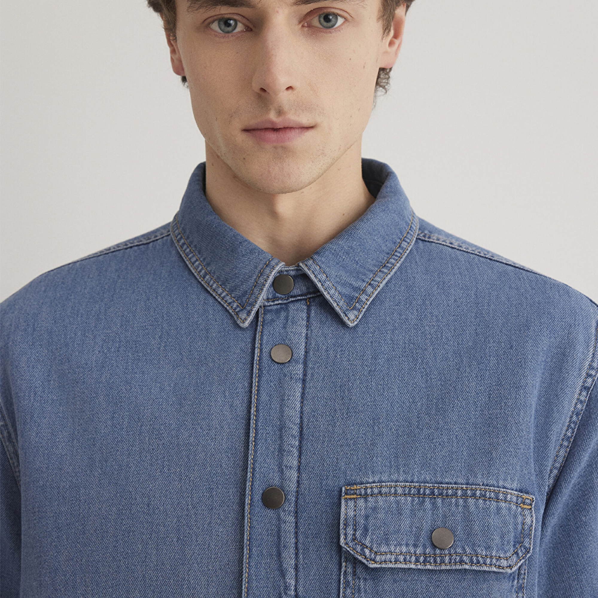 Mavi Jeremy Classic Denim Süni Kürklü Indigo Mavisi Jean Gömlek Oversize / Geniş Kesim 0211186-88559