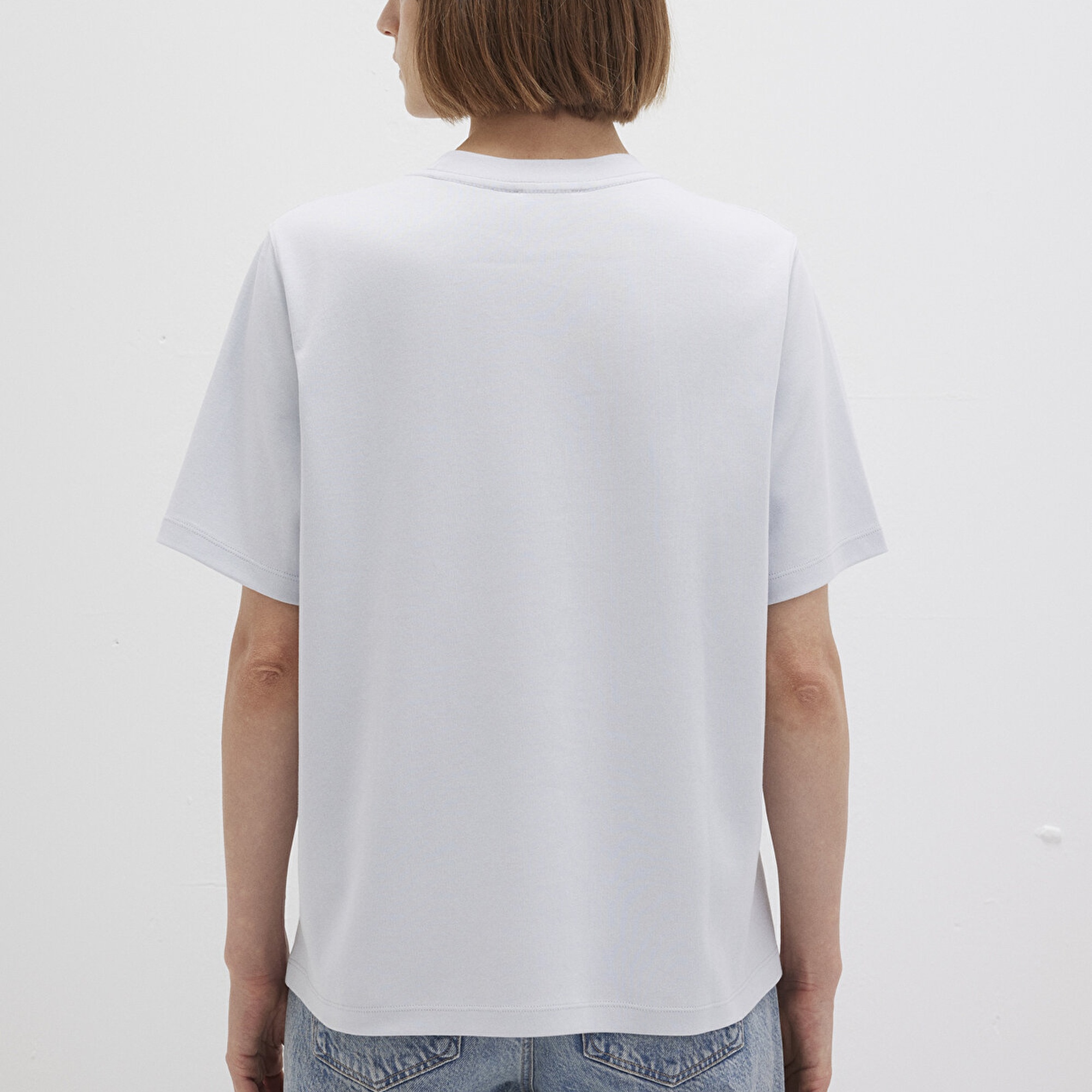 Mavi Mavi Logo Baskılı Beyaz Tişört Loose Fit / Bol Rahat Kesim 1612829-89201