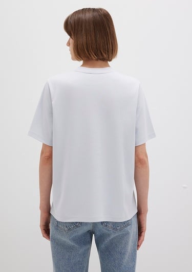  Mavi Mavi Logo Baskılı Beyaz Tişört Loose Fit / Bol Rahat Kesim 1612829-89201