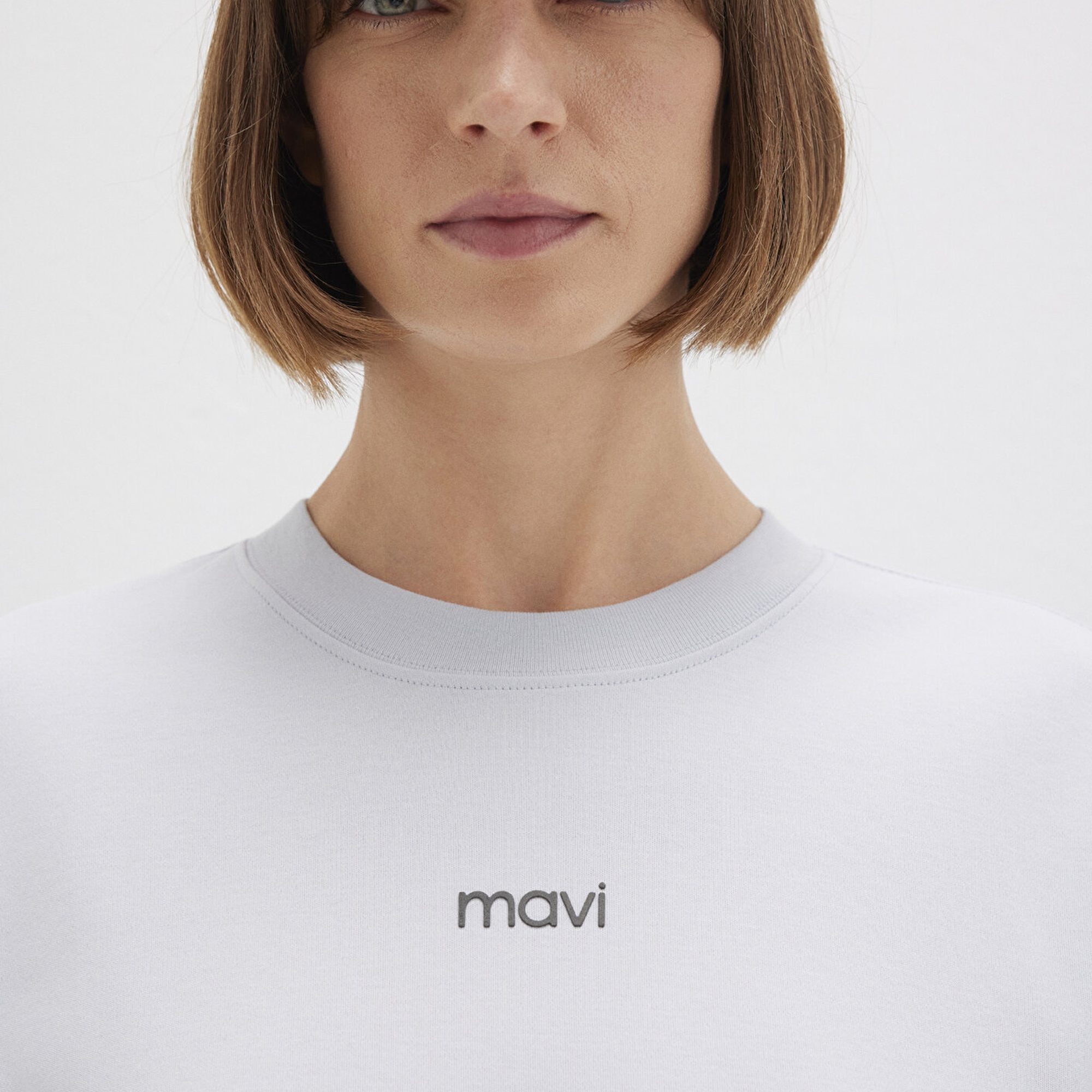 Mavi Mavi Logo Baskılı Beyaz Tişört Loose Fit / Bol Rahat Kesim 1612829-89201