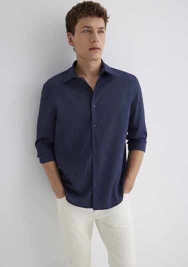  Mavi Lacivert Tencel TM Modal Gömlek Regular Fit / Normal Kesim 0211625-70490