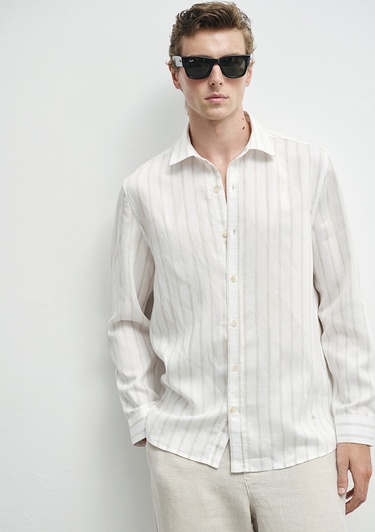  Mavi Bej Tencel TM Lyosel Gömlek Regular Fit / Normal Kesim 0211618-70321