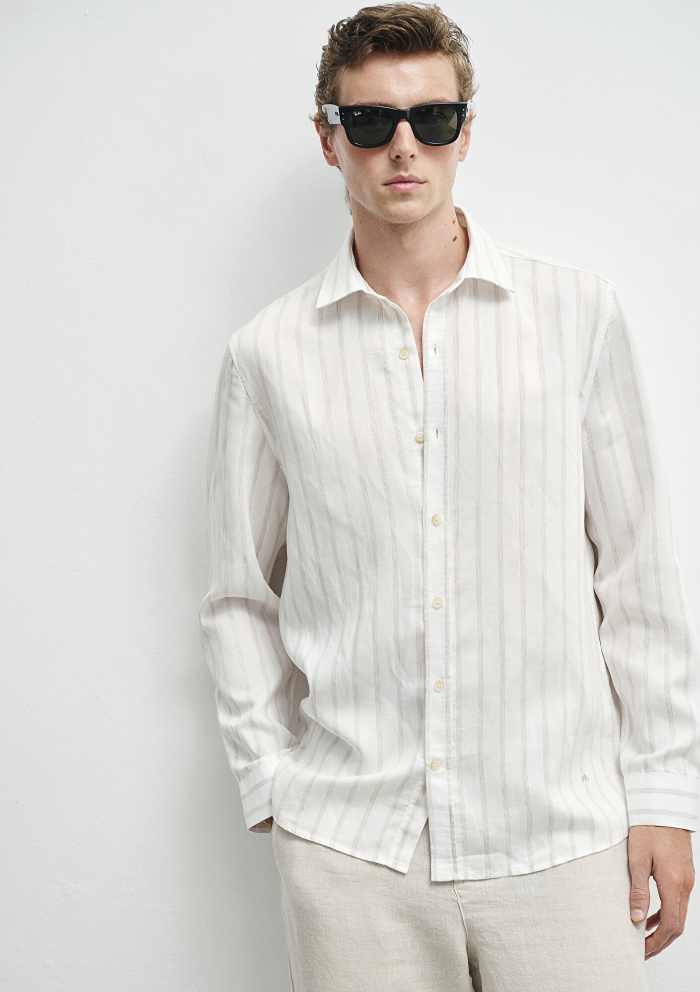  Mavi Bej Tencel TM Lyosel Gömlek Regular Fit / Normal Kesim 0211618-70321