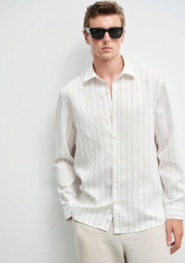  Mavi Bej Tencel TM Lyosel Gömlek Regular Fit / Normal Kesim 0211618-70321