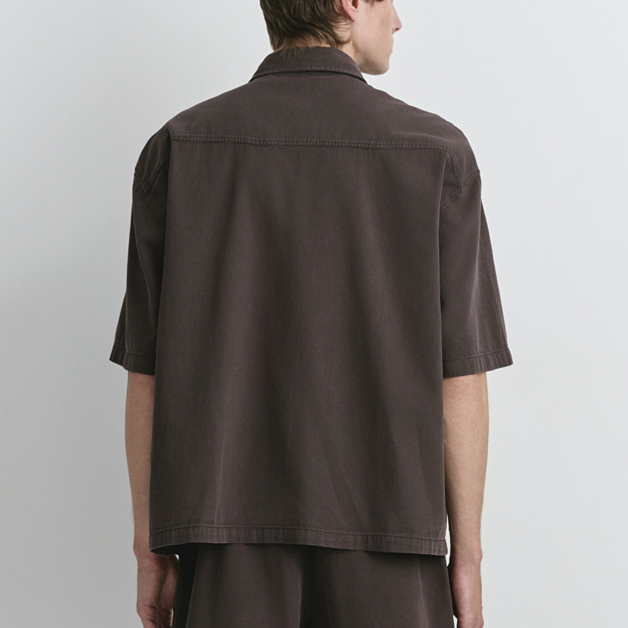 Mavi Kahverengi Keten Gömlek Oversize / Geniş Kesim 0211559-86683