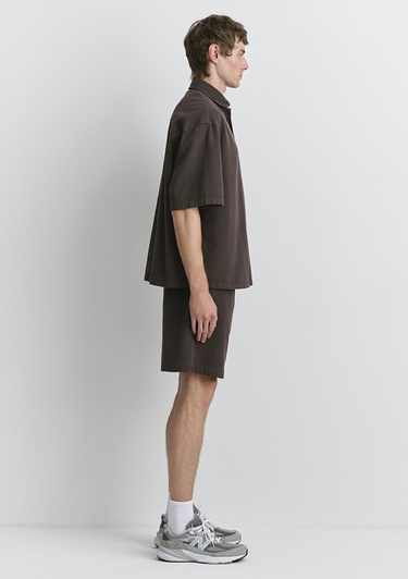  Mavi Kahverengi Keten Gömlek Oversize / Geniş Kesim 0211559-86683