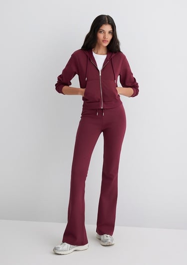  Mavi İspanyol Paça Bordo İnterlok Eşofman Altı 1011077-70394