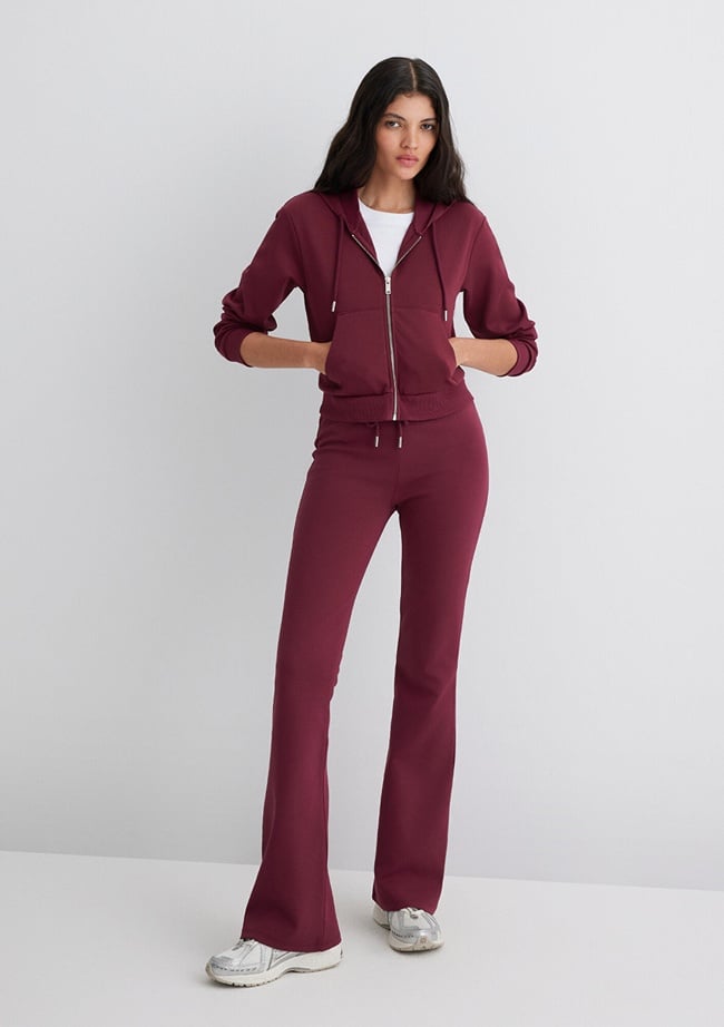  Mavi İspanyol Paça Bordo İnterlok Eşofman Altı 1011077-70394