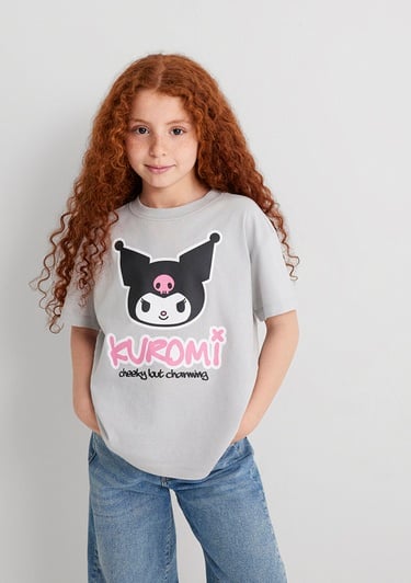  Mavi Kuromi Baskılı Gri Tişört Loose Fit / Bol Rahat Kesim 7610379-70075